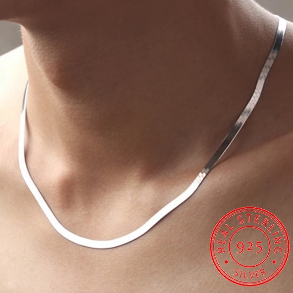 Jewelry - 925 Silver Unisex Herringbone/Snake Chain Necklace